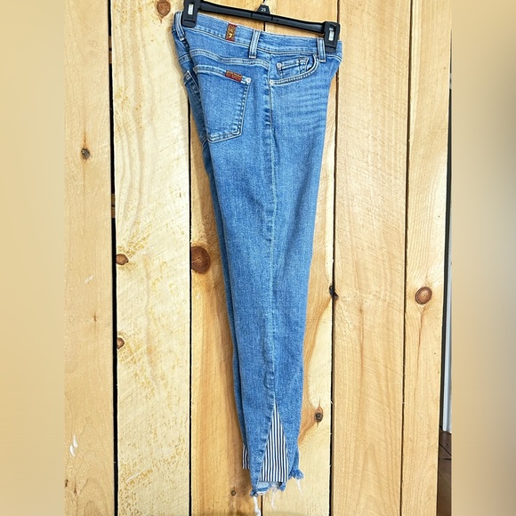 7 For All Mankind Denim - 7FAMK Skinny Mid-Rise Ankle Crop with Stripe Patch sz 24 Jeans 7 for all mankind